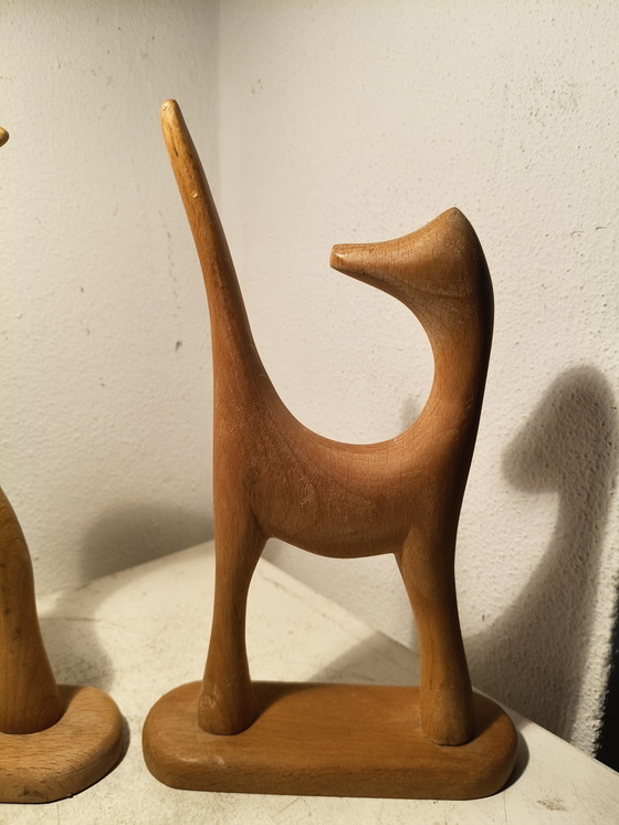 Image 1 of Sculture di animali in legno astratte moderniste dal design vintage