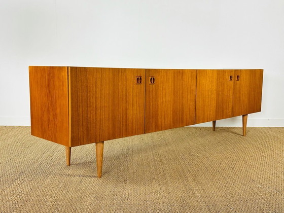 Image 1 of Scandinavian teak sideboard with 4 doors and tapered legs, 1960s
