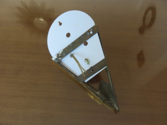 Art Deco Wall light, in gilded brass and thick frosted glass, Transparent (photo 9 of 12)