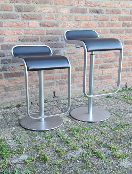 2x Lapalma LEM bar stools black leather