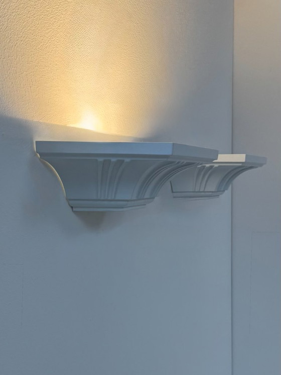 Image 1 of Coppia di applique vintage, ABS stampato bianco opaco, Francia, 1980