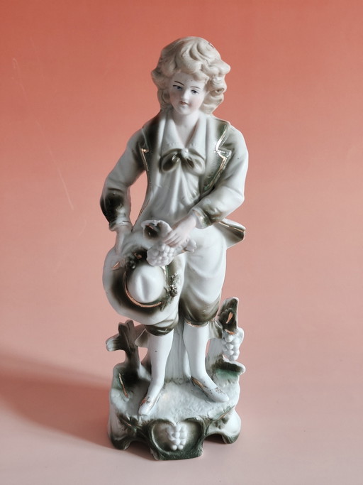 Vintage Porseleinen Figurine – Biscuit – 23 Cm – Cottagecore Decor – decoratieve objecten, Porcelain