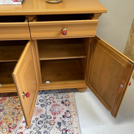 Image 1 of Remodelación de aparador de madera terracota naranja Little Green cómoda con cajones