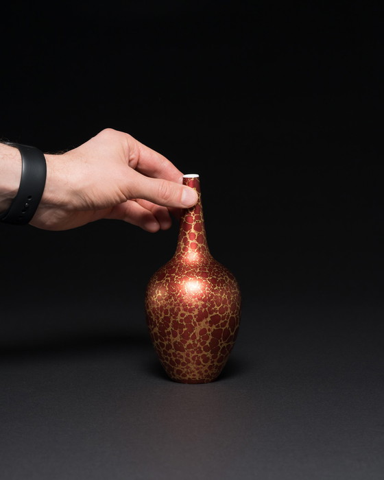 Image 1 of Vase Duo en porcelaine peinte à la main, rouge Goldfeuer, Hans Wohlrab Rosenthal H. Drexler
