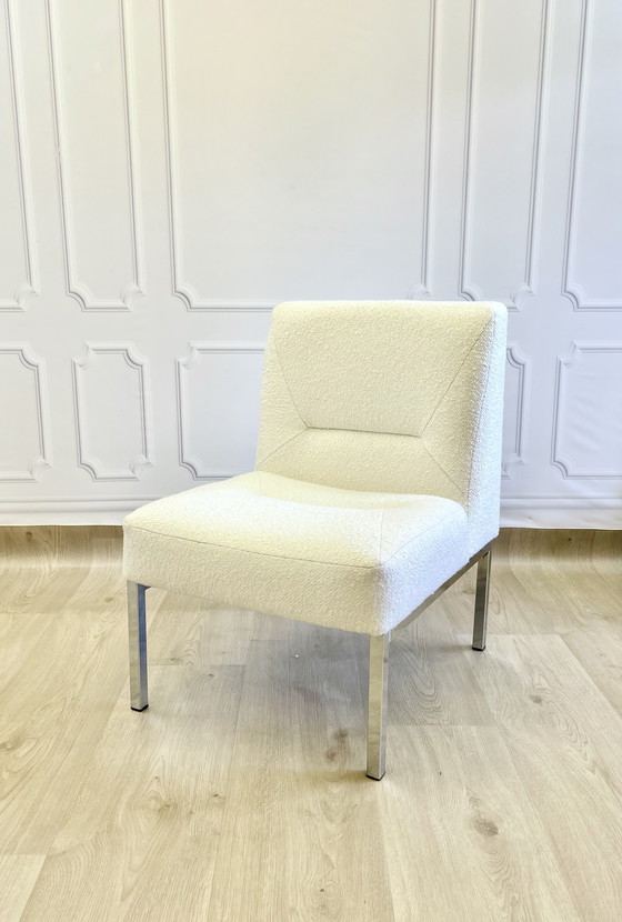 Image 1 of Coppia di poltrone lounge vintage in bouclé bianco – design anni '70