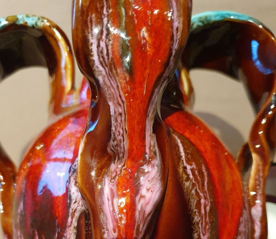 Image 1 of Vintage Vallauris vase 1960s - lava glaze - signed