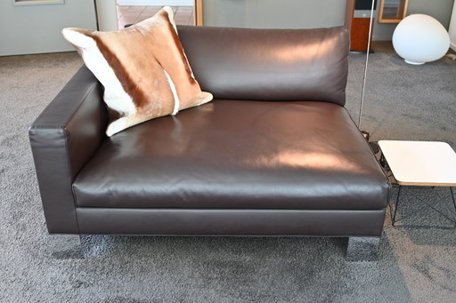 Originele Minotti Pollock designbank in nappa leer – kleur caffe – nieuwstaat