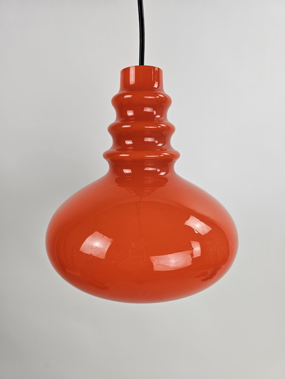 Image 1 of Set di lampade a sospensione arancioni in vetro Peill & Putzler