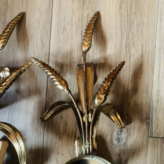 Pair of gilded metal wheat ear wall lights (photo 11 of 17)