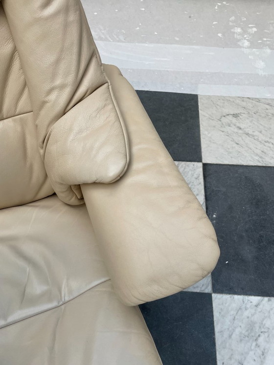 Poltrona Reclinabile Girevole in Pelle, Crema, Poltrone relax, Legno, Vintage (foto 9 di 13)