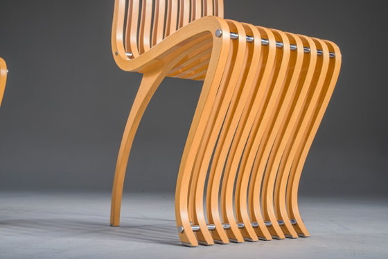 Image 1 of Schizzo-stoelen in beuken- en chroomkleur, ontworpen door Ron Arad voor Vitra, Duitsland, jaren 80, set van 2.