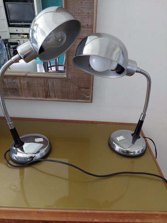 Image 1 of Pair of Space Age Desk  Italian Mid CenturyLamps