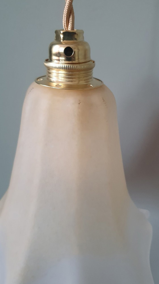 Image 1 of Set di 2 lampade a sospensione vintage in vetro di Murano a forma di calice