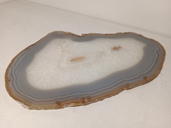 Image 1 of Large agate disc with transparent crystallization