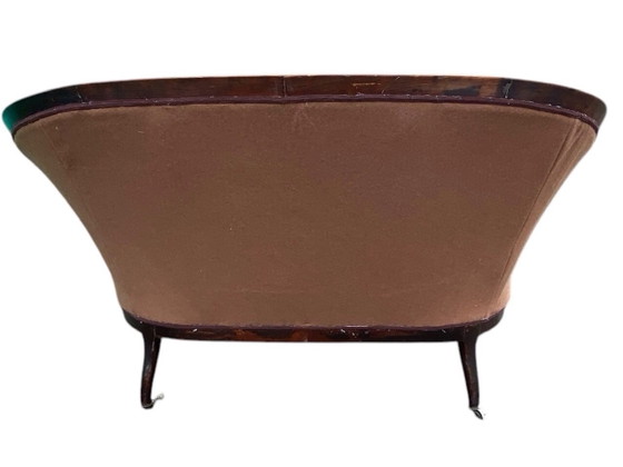 Banc ancien, retapissé, Bois, Textile, Marron (photo 4 sur 9)