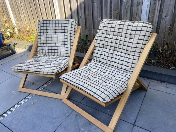 Image 1 of Deux chaises pliantes vintage de design danois, années 70, style plage.