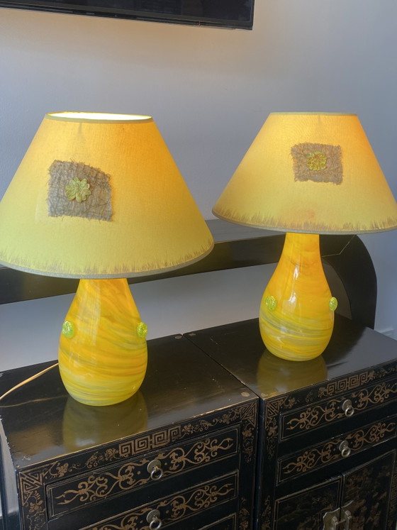 Image 1 of Pair of Murano Vintage 90s/2000s blown glass lamps