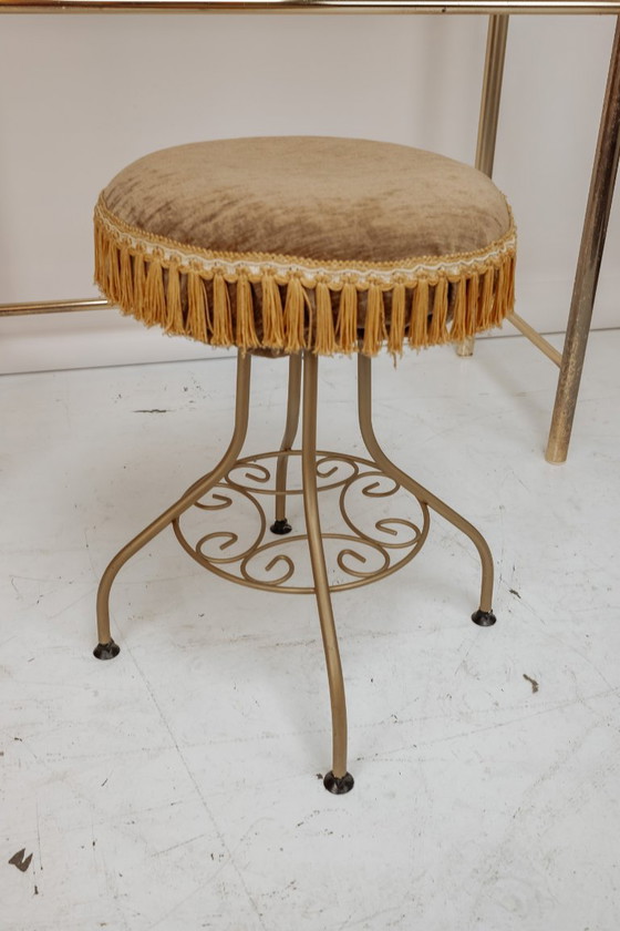 Image 1 of Vintage brass vanity table with stool