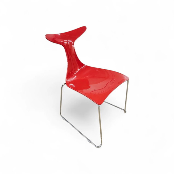 6 x Delfy chair by Gino Carollo for Ciacci Kreaty / Italy 1990s / 2 x red - 4 x black (photo 19 of 19)