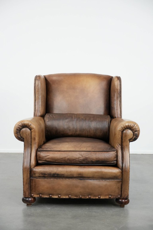 English-style cowhide wing chair