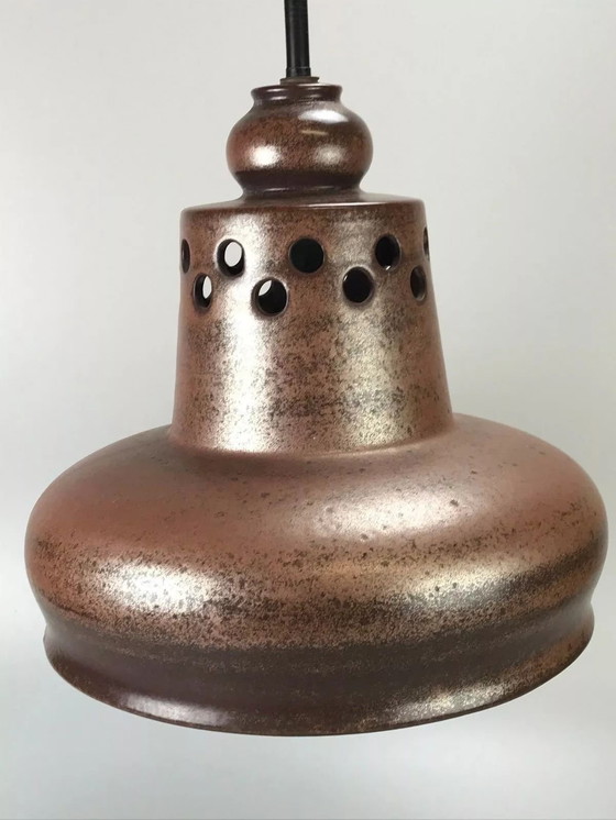 Image 1 of Lampada da soffitto in ceramica anni '60 e '70, stile Space Age, marrone