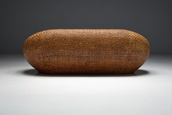 Image 1 of Sofá de mimbre tejido de mediados de siglo, Francia, década de 1970