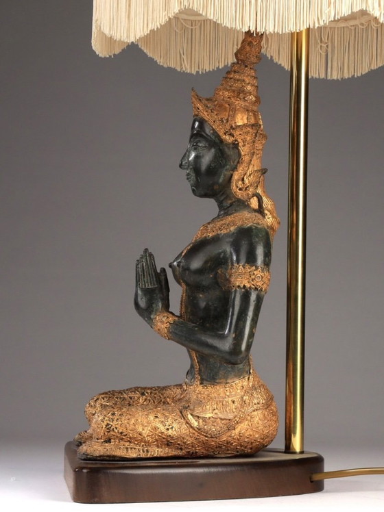 Image 1 of Lampada da tavolo vintage in bronzo Boudha