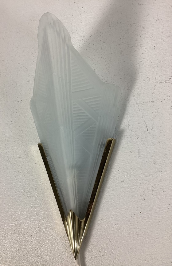 Image 1 of Dos lámparas de pared de IKEA de estilo art decó de cristal con cobre