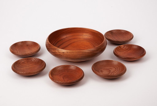 7 piece teak bowl set - Denmark 1960s