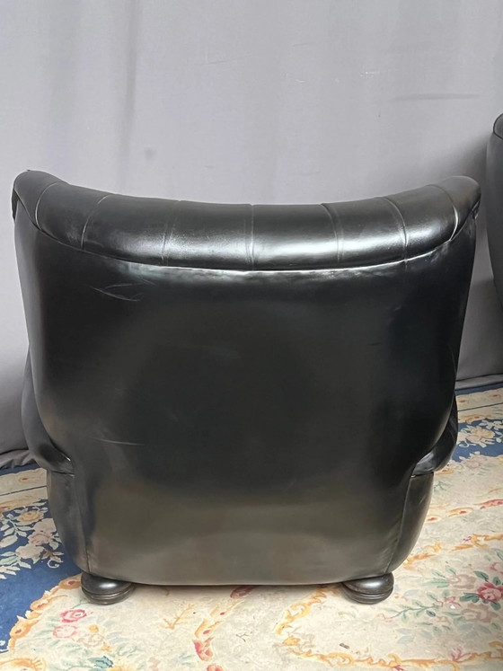 Poltrona e poggiapiedi Chesterfield. In pelle. – Poltrone, Leather (photo 5 of 6)