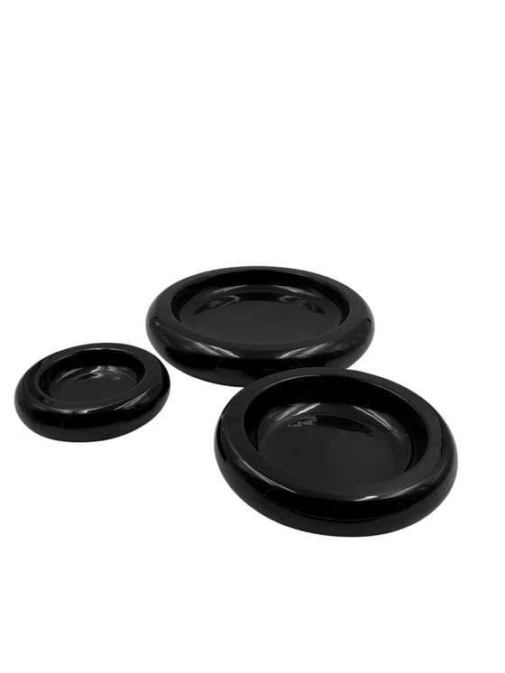 Image 1 of Cendriers empilés en céramique de l'ère spatiale / Vide Poche / Centre de table, Italie, années 1970