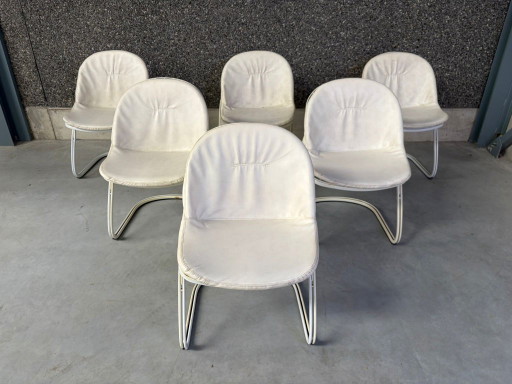 Chaises de salle à manger Gastone Rinaldi « Pascale », années 1970 - Lot de 6 – eetkamerstoelen, Leather (photo 2 of 12)