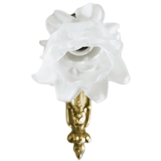 Image 1 of Antique brass Baroque Rococo wall lamp rose 1930s