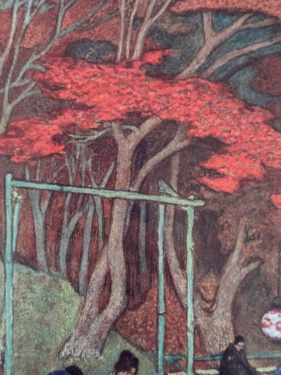 Vintage Framed Oil Pastel Drawing, Asian Garden Scene, Signed And Dated – Paintings & Drawings, Wood (photo 6 of 11)