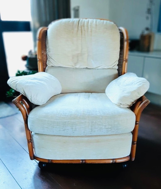 Giorgetti faux bamboo wing chair