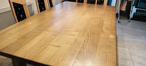 Uitzonderlijke eettafel van massief kastanjehout, 220 x 120 cm x 78 cm (photo 7 of 11)