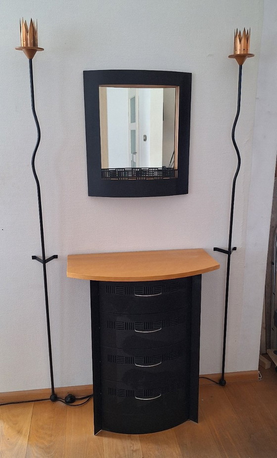 Image 1 of Set di armadietti a muro con lampade da terra e specchio coordinati