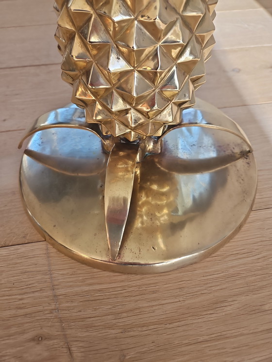 Image 1 of Tavolino da caffè Hollywood Regency Pineapple in ottone e vetro, Parigi, Francia, anni '70