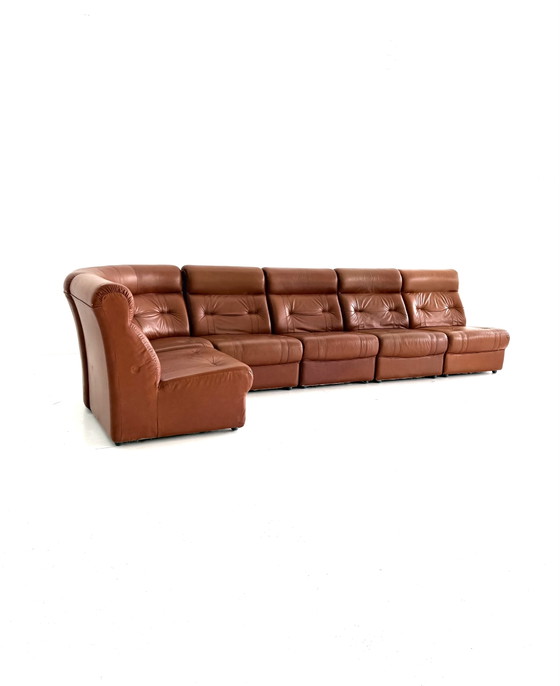 Vintage 6-Delige Modulaire Leren Bank, Jaren ‘80 – laauser, Modulaire banken, Wood, Leather (photo 12 of 14)