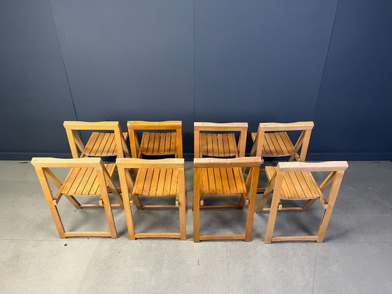 Image 1 of Vintage wooden folding chairs, 1960s set of 8