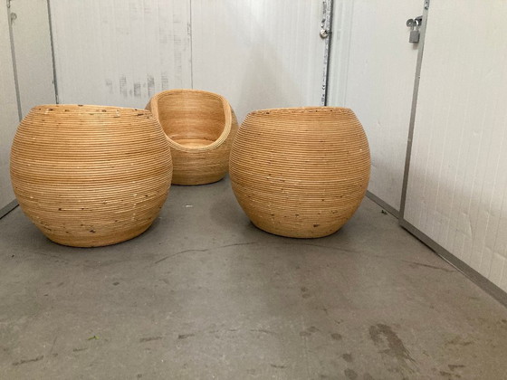 Image 1 of Conjunto de Ratán Bambú Niños Sillón Mid - Century Gabriella Crespi Style