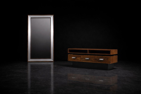 Image 1 of Vintage Mid-Century Scandinavian Modern Ambassador Console with Mirror from Fröseke Nybrofabriken Ab, 1970s, Set of 2