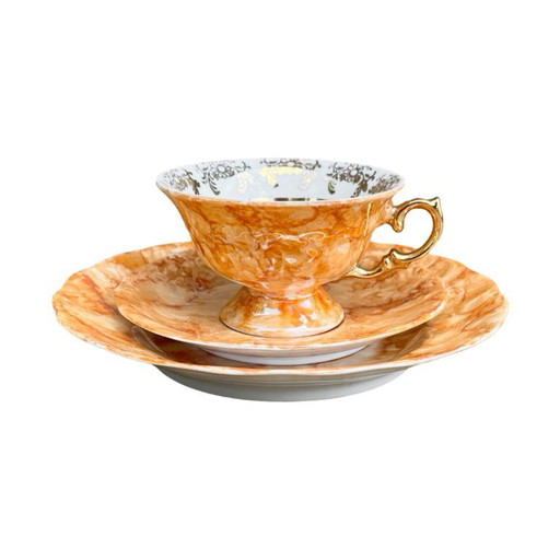 Ensemble de petit-déjeuner marbré, Wałbrzych, Pologne, années 1970.
