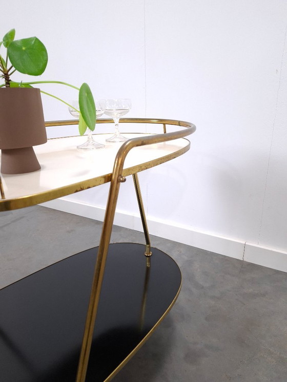 Image 1 of Ilse Möbel trolley met zwart wit formica