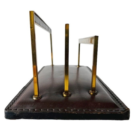 Image 1 of Vintage leather letter holder with leather and brass