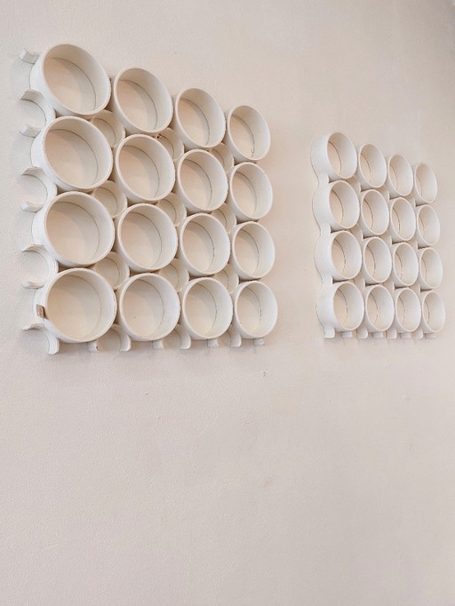Vintage wall elements white 70s space age (2 pieces)