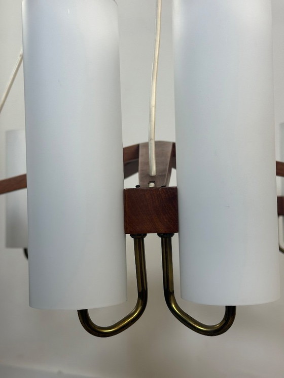 Lampadario Scandinavo Östen Kristiansson Per Luxus Svezia – 10 Luci – Anni '60 – Wood (photo 7 of 15)