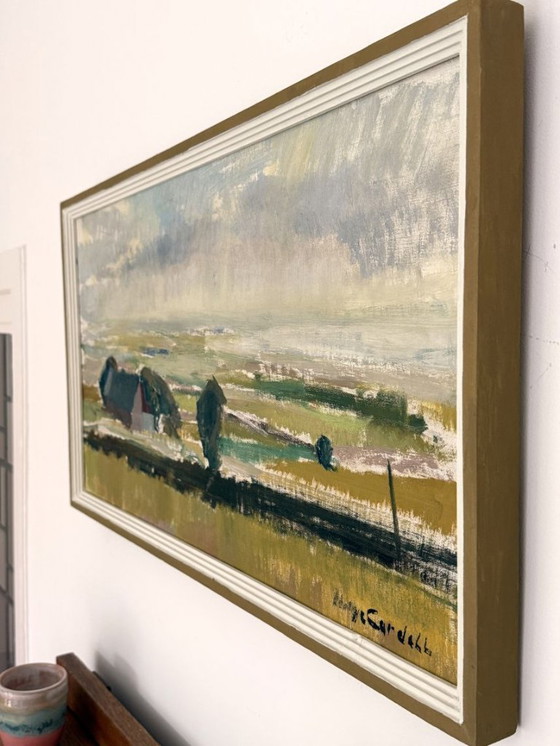 Image 1 of Peinture à l'huile impressionniste colorée du milieu du siècle, vers les années 1960 par Helge Cardell.