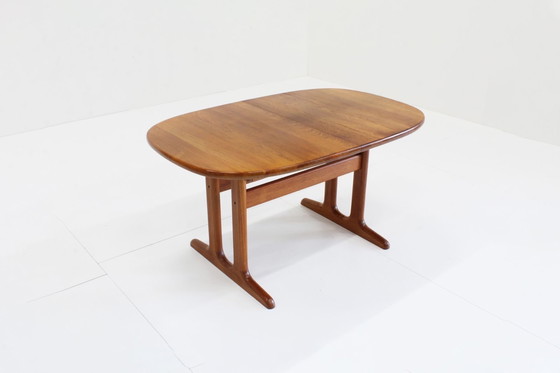 Image 1 of Vintage Danish Oval Extendable Dining Table Solid Teak Glostrup