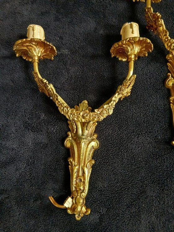 Image 1 of Apliques de pared de bronce dorado estilo Art Nouveau